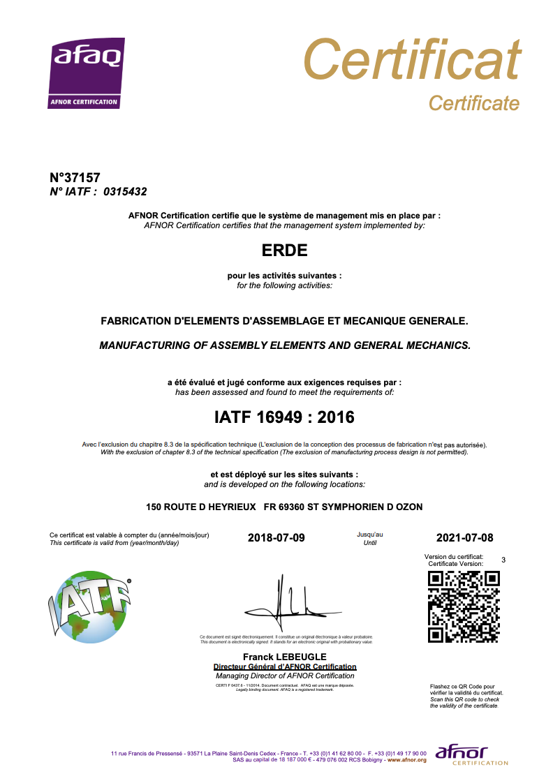 Certificate IATF
